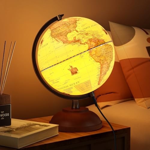 Inch illuminated world globe - inch,